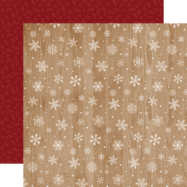Gnome For Christmas: Woodgrain Snowflakes 12x12 Patterned Paper