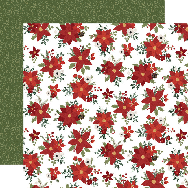 Gnome For Christmas: Santa's Poinsettias 12x12 Patterned Paper