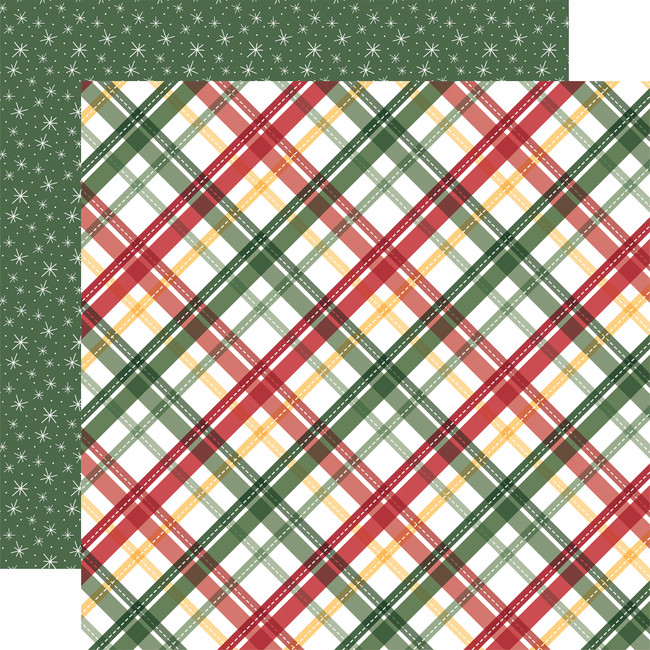 Santa Claus Lane: Festive Plaid 12x12 Patterned Paper