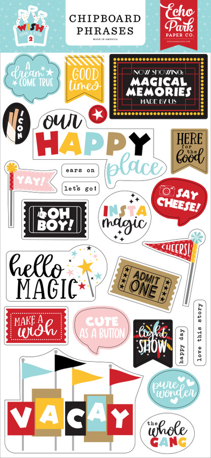 Wish Upon A Star 2 6x13 Chipboard Phrases