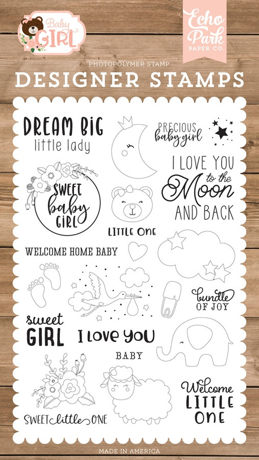 Baby Girl: Dream Big Little Lady 4x6 Stamp Set