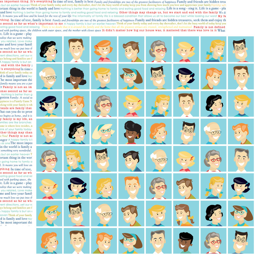 Family Night: Faces 12x12 Patterned Paper