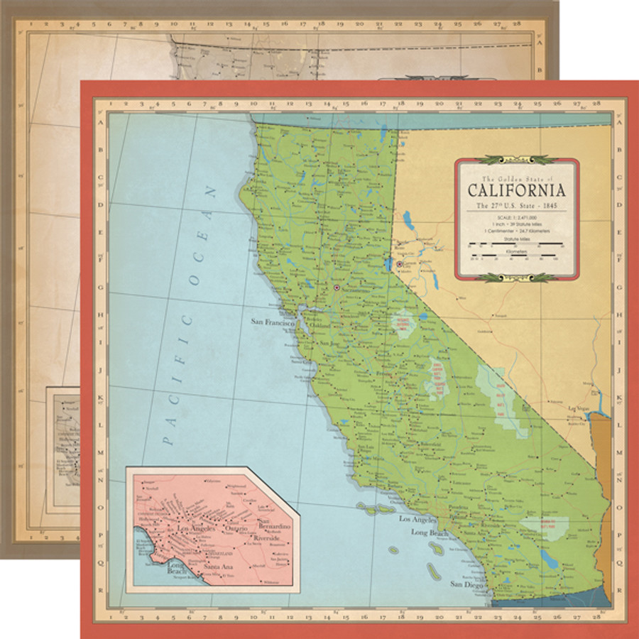 Cartography No. 1: California Map 12x12 Patterned Paper