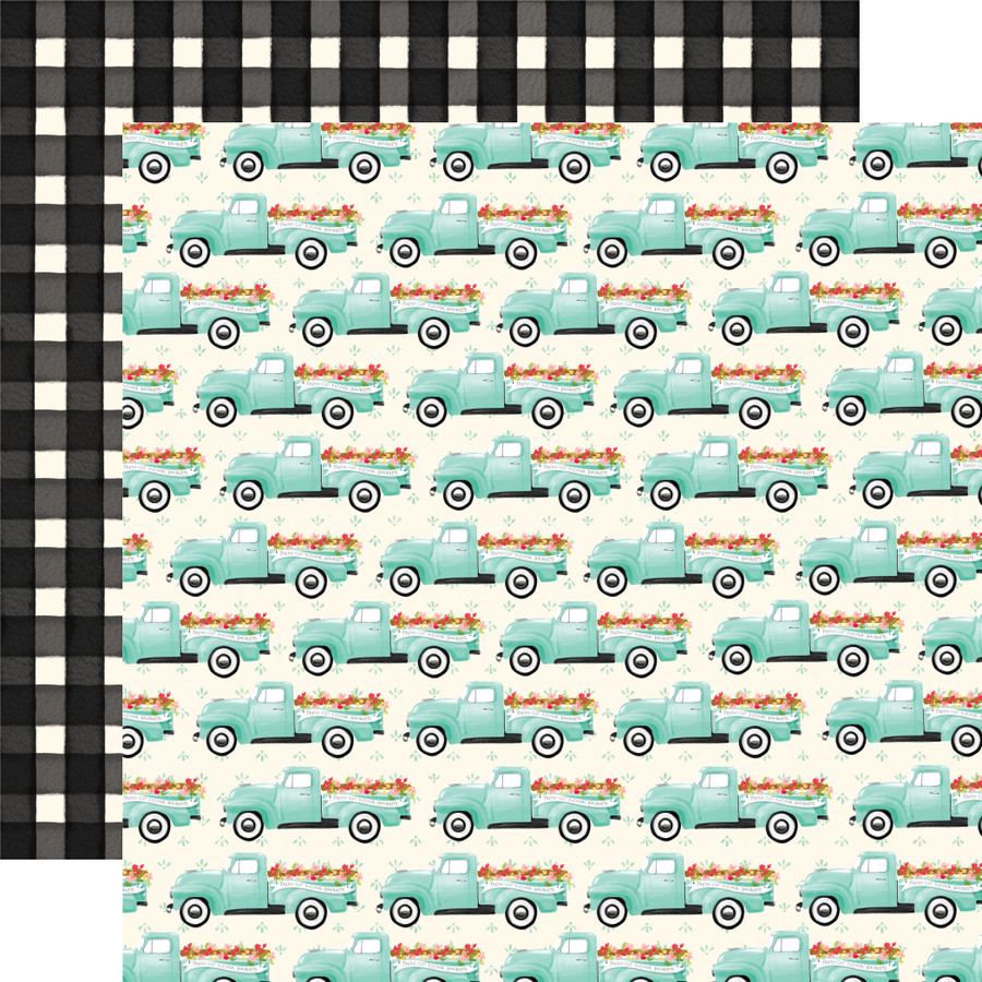 Flower Market: Market Trucks 12x12 Patterned Paper
