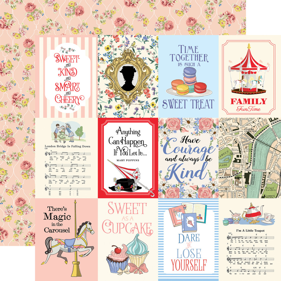 Practically Perfect: 3x4 Journaling Cards 12x12 Patterned Paper