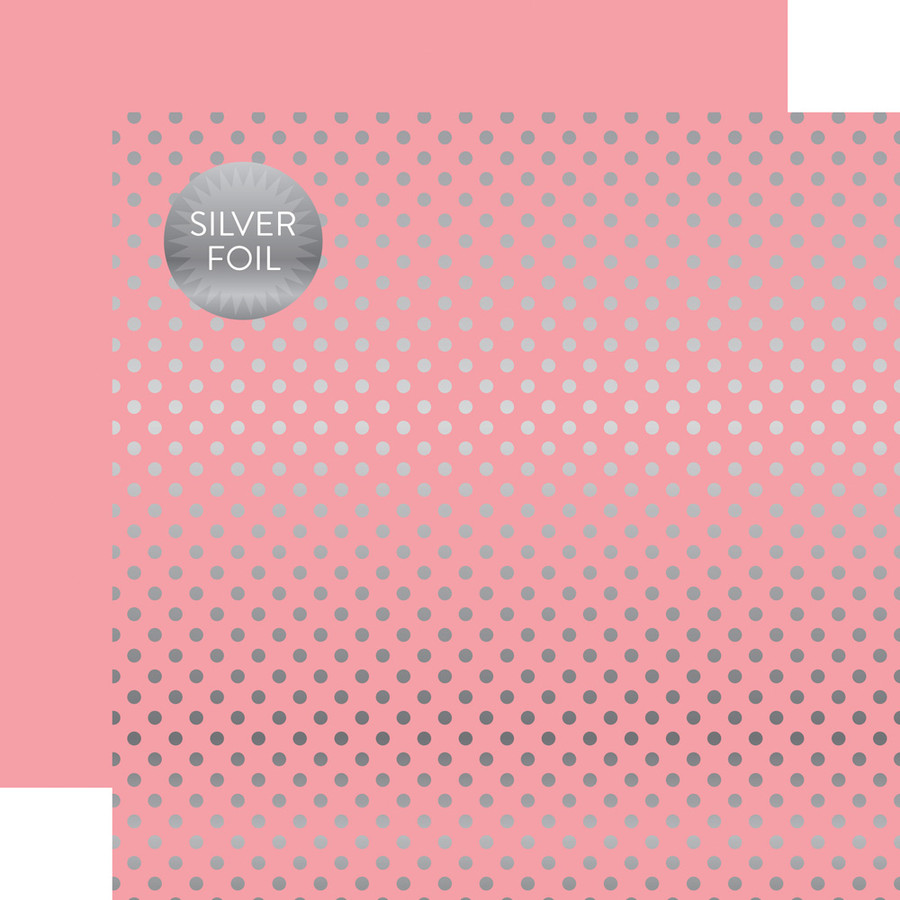 Dots & Stripes: Pink Silver Foil 12x12 Patterned Paper