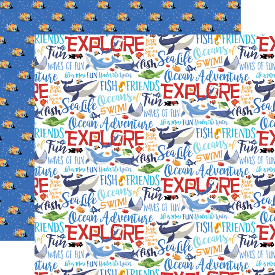 Fish Are Friends: Ocean Words 12x12 Patterned Paper