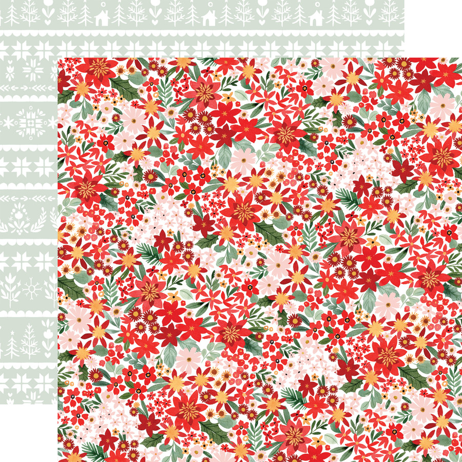 Peaceful Christmas Flora: Peaceful Small Floral 12x12 Patterned Paper