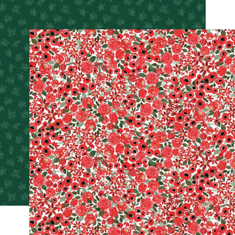 Merry Christmas Flora: Merry Small Floral 12x12 Patterned Paper