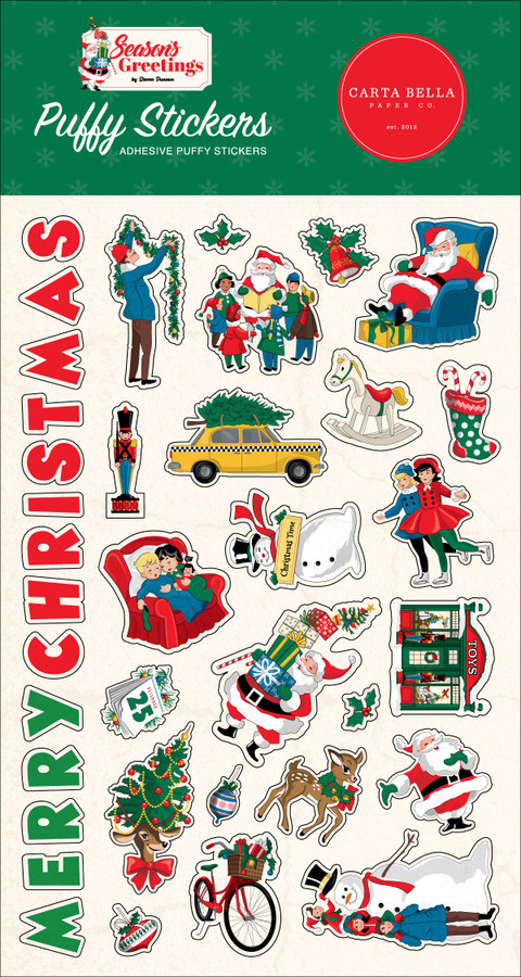 Season's Greetings Puffy Stickers