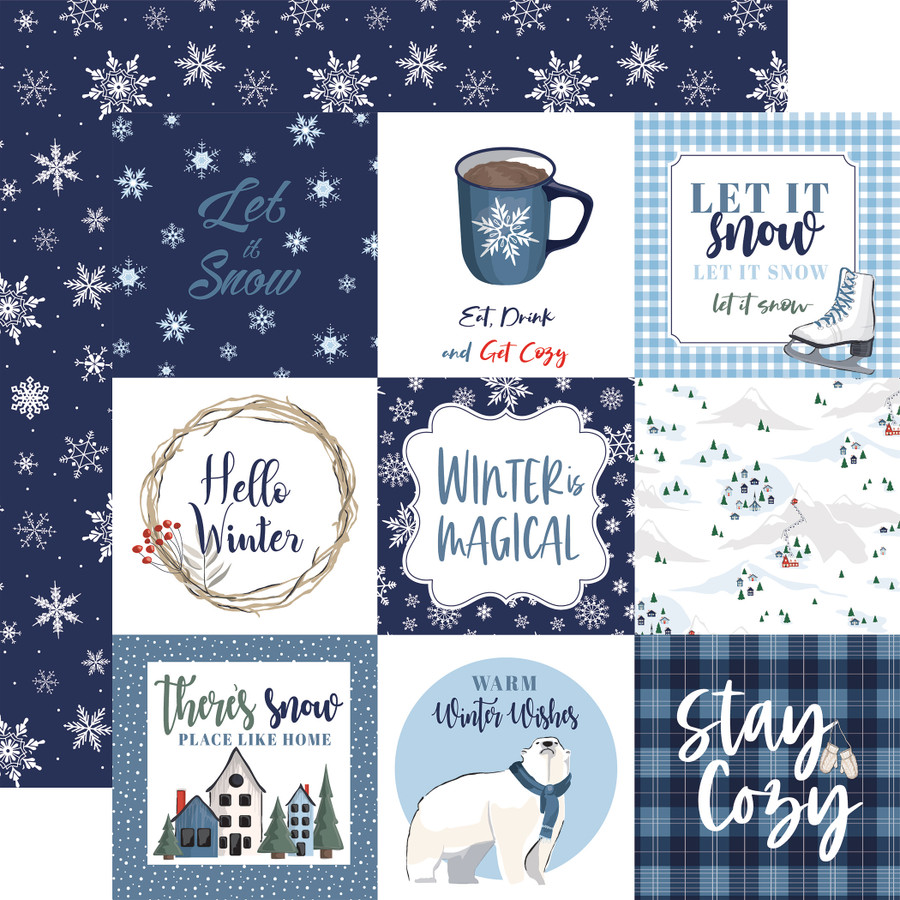 Wintertime: 4x4 Journaling Cards 12x12 Patterned Paper
