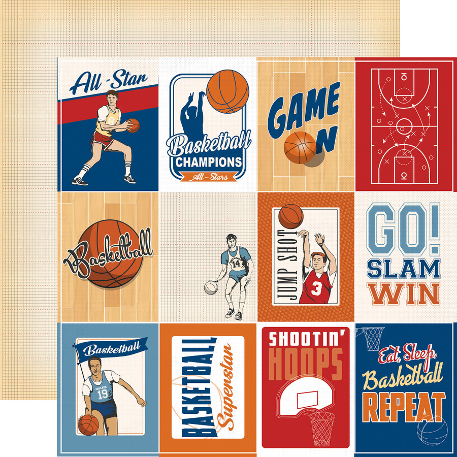 Slam Dunk: 3x4 Journaling Cards 12x12 Patterned Paper