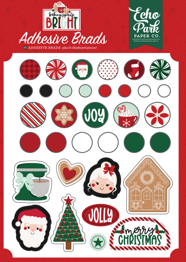 Baking Spirits Bright Adhesive Brads