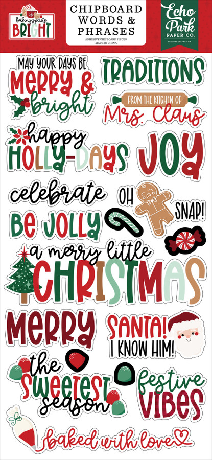 Baking Spirits Bright 6x13 Chipboard Word & Phrases
