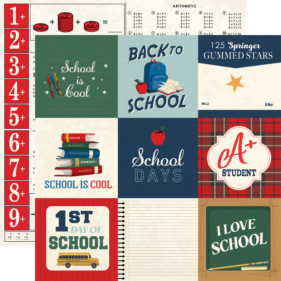 Back To School: 4x4 Journaling Cards 12x12 Patterned Paper