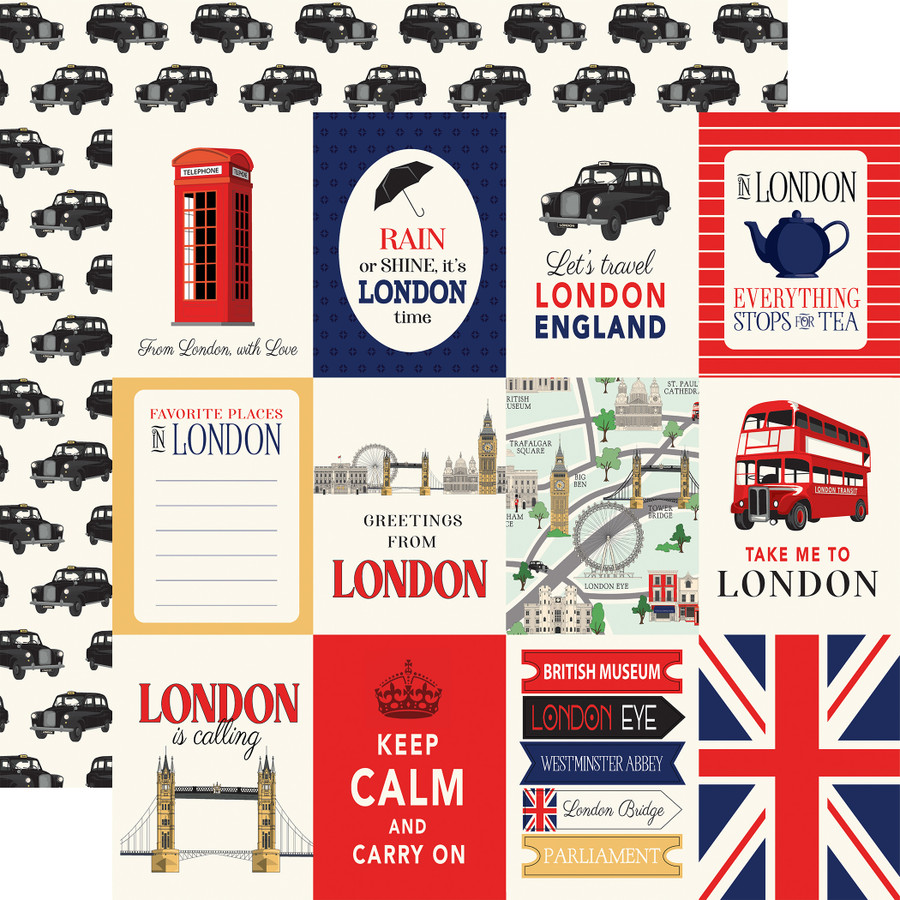 London: 3x4 Journaling Cards 12x12 Patterned Paper