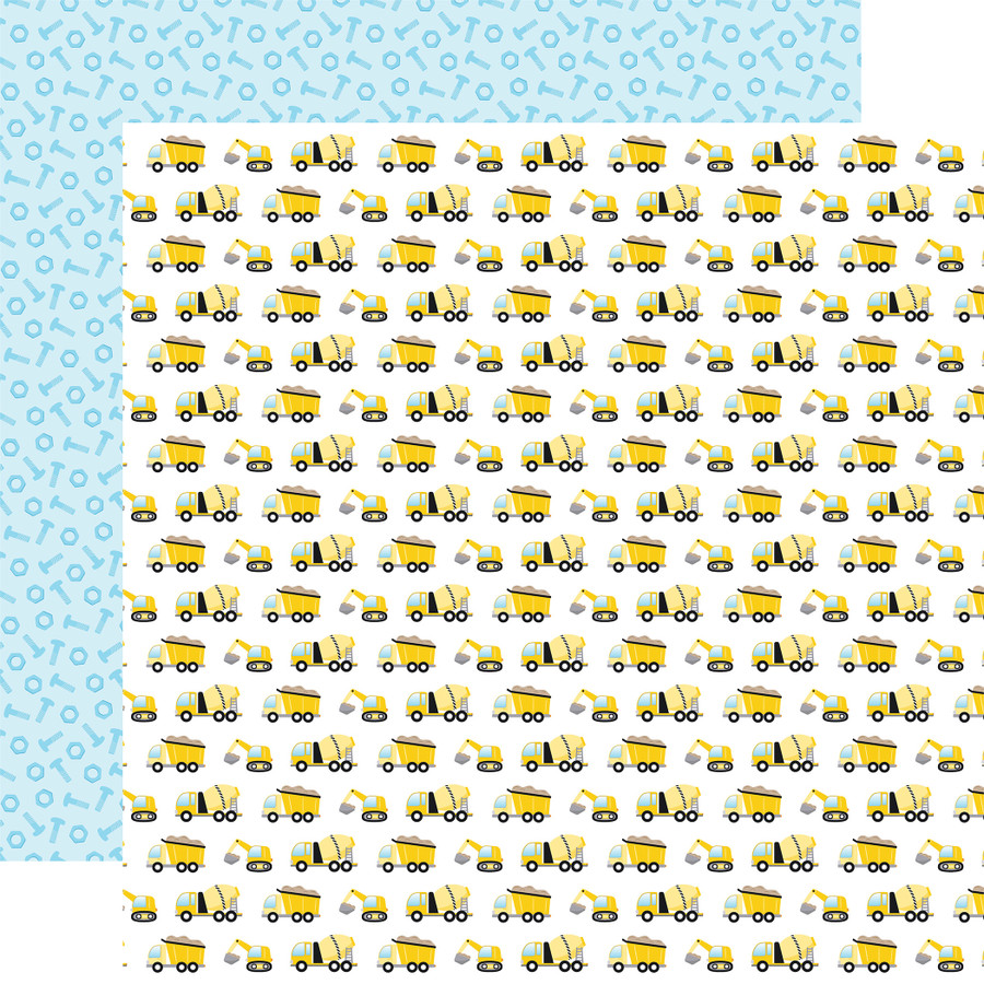 Little Builder: Let's Dig Trucks 12x12 Patterned Paper