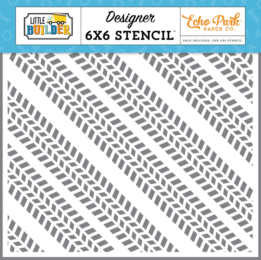 Little Builder: Work Hard Tracks Stencil