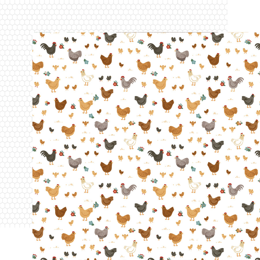 Chickens: Mama Hen And Chicks 12x12 Patterned Paper