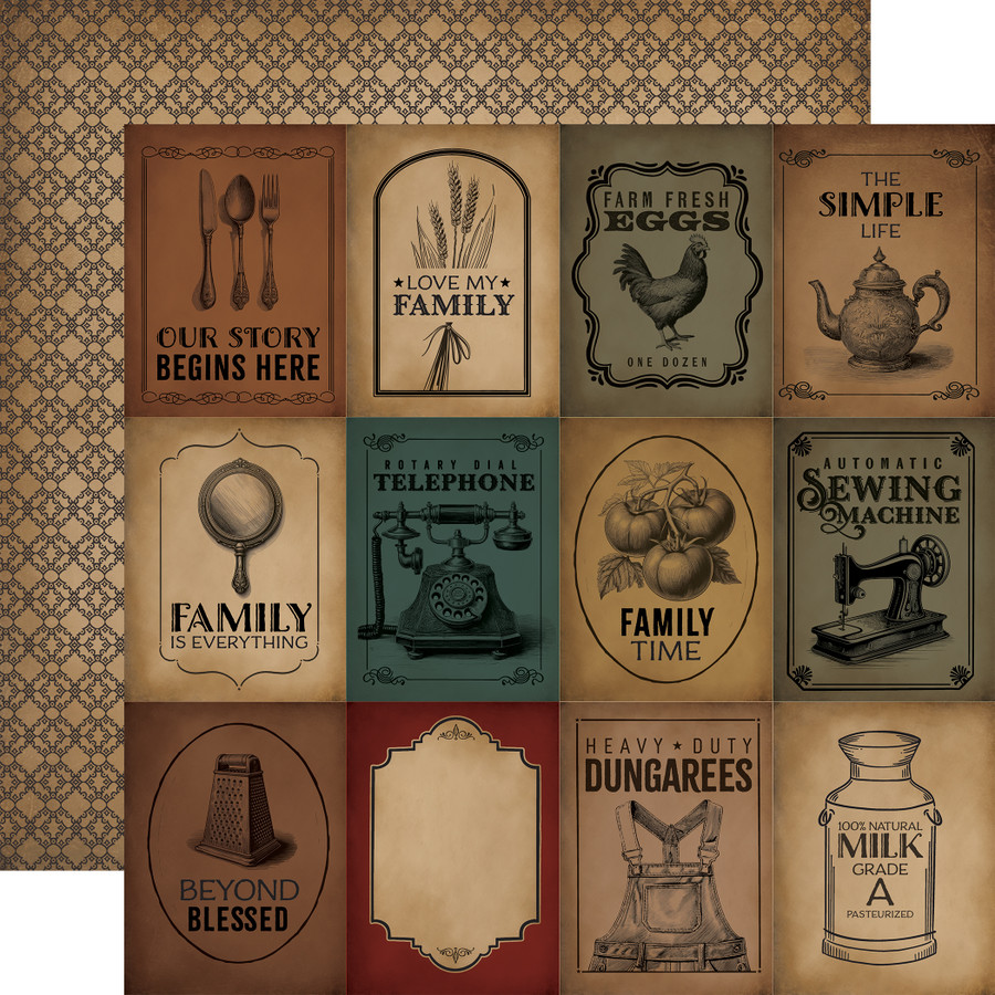 Vintage Market: 3x4 Journaling Cards 12x12 Patterned Paper