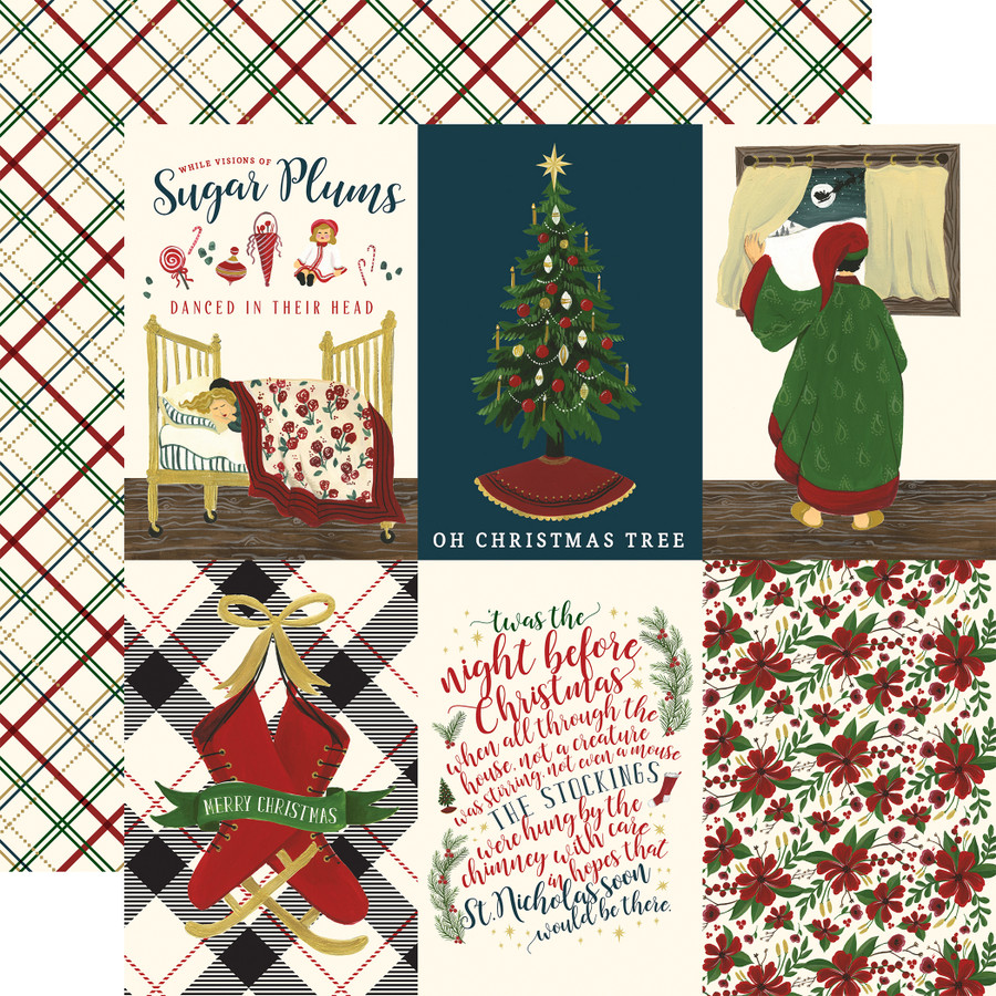 Twas The Night Before Christmas: Vertical 4x6 Journaling Cards 12x12 Patterned Paper