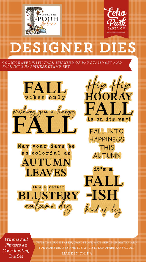Winnie The Pooh Autumn: Winnie Fall Phrases #2 Coordinating Small Die Set