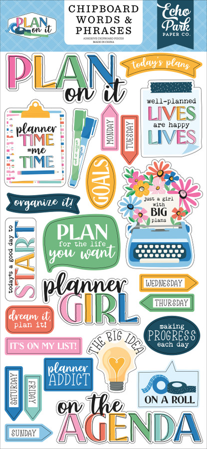 Plan On It 6x13 Chipboard Word & Phrases