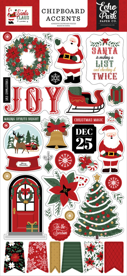 Santa Claus 6x13 Chipboard Accents