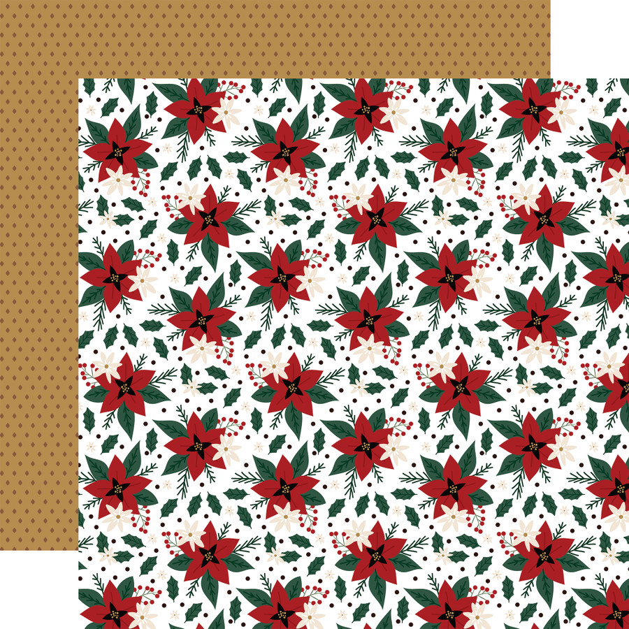 Santa Claus: Holiday Poinsettia 12x12 Patterned Paper