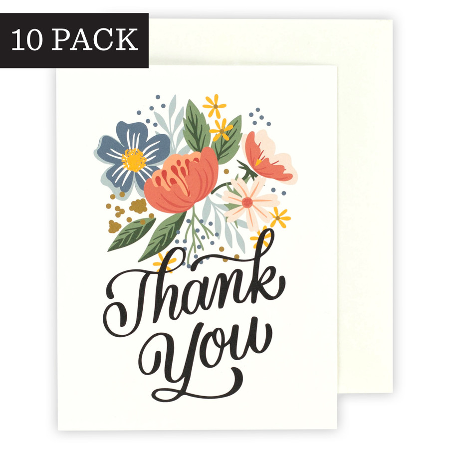 Thank You Floral Greeting Card - 10 Pack