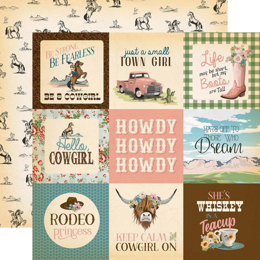 Cowgirl: 4x4 Journaling Cards 12x12 Patterned Paper