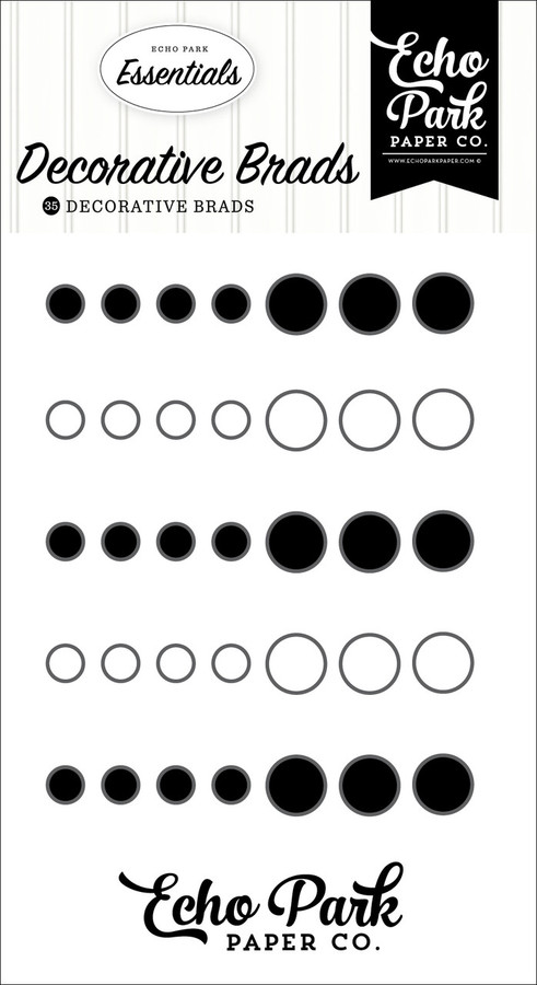 Black And White Essentials Decorative Brads