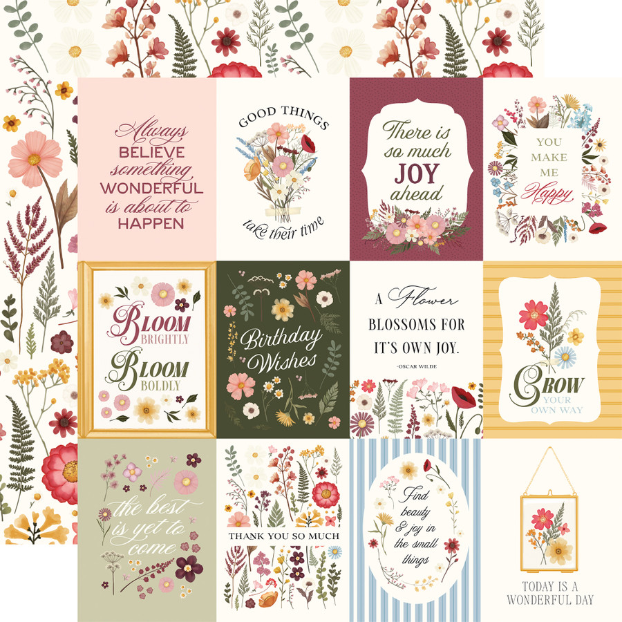 Pressed Floral: 3x4 Journaling Cards 12x12 Patterned Paper