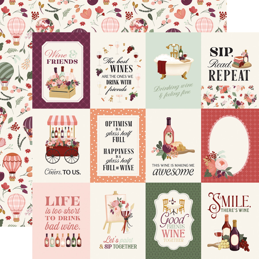 Wine: 3x4 Journaling Cards 12x12 Patterned Paper