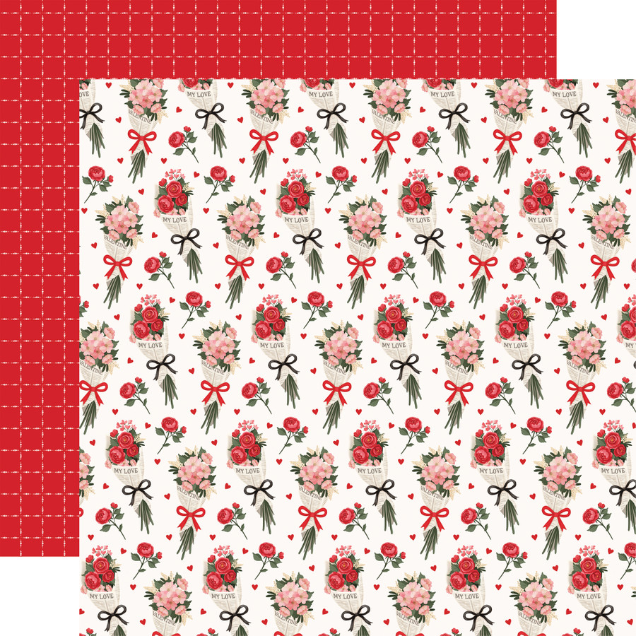 Be Mine: Newspaper Bouquets 12x12 Patterned Paper
