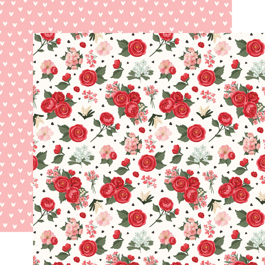 Be Mine: Love And Pretty Flowers 12x12 Patterned Paper