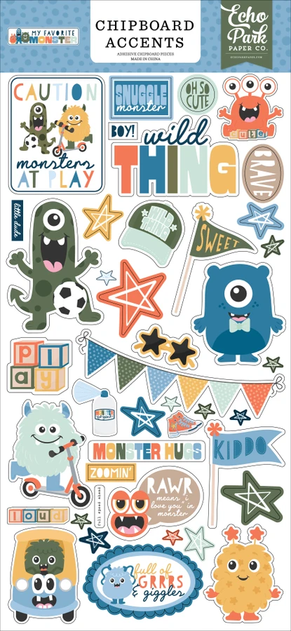 My Favorite Monster 6x13 Chipboard Accents