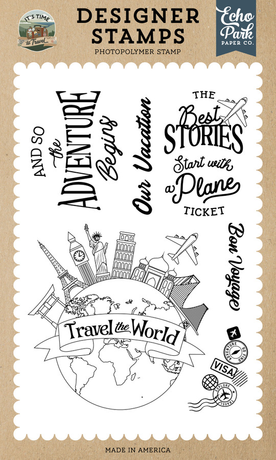 It's Time To Travel: Travel The World Globe Stamp Set