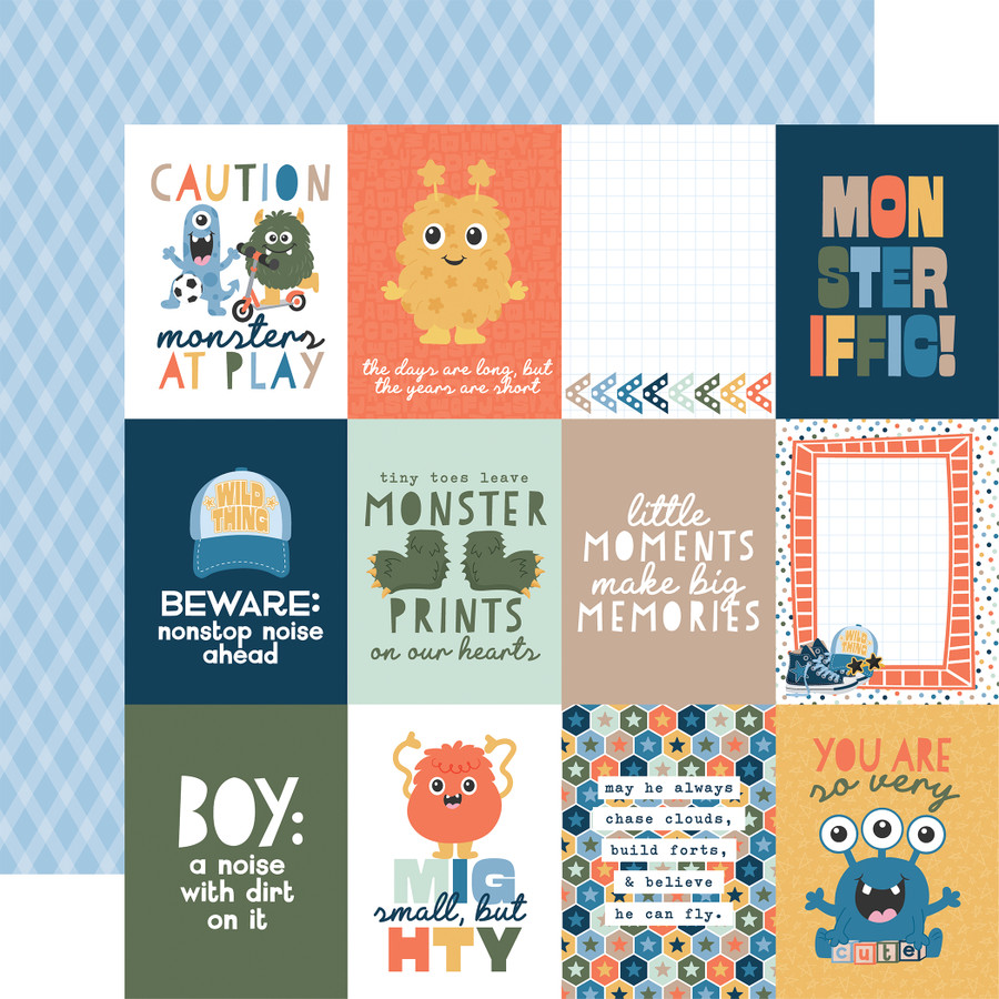 My Favorite Monster: 3x4 Journaling Cards 12x12 Patterned Paper