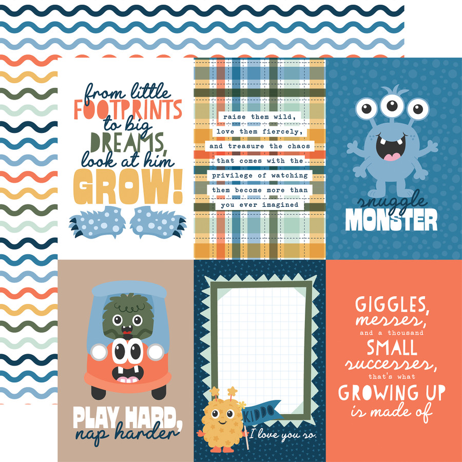 My Favorite Monster: 4x6 Journaling Cards 12x12 Patterned Paper