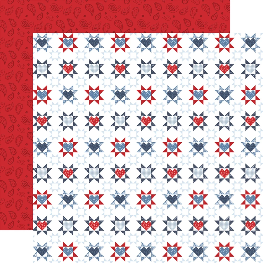All American: Patriotic Patchwork 12x12 Patterned Paper