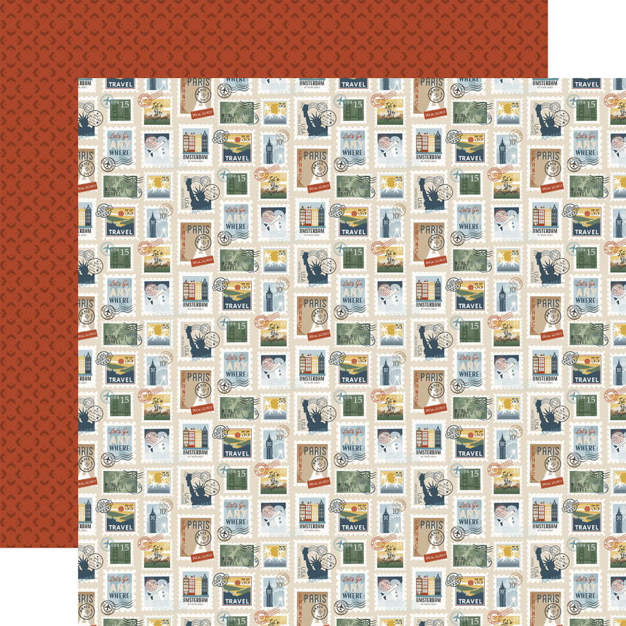 It's Time To Travel: Anywhere Stamps 12x12 Patterned Paper