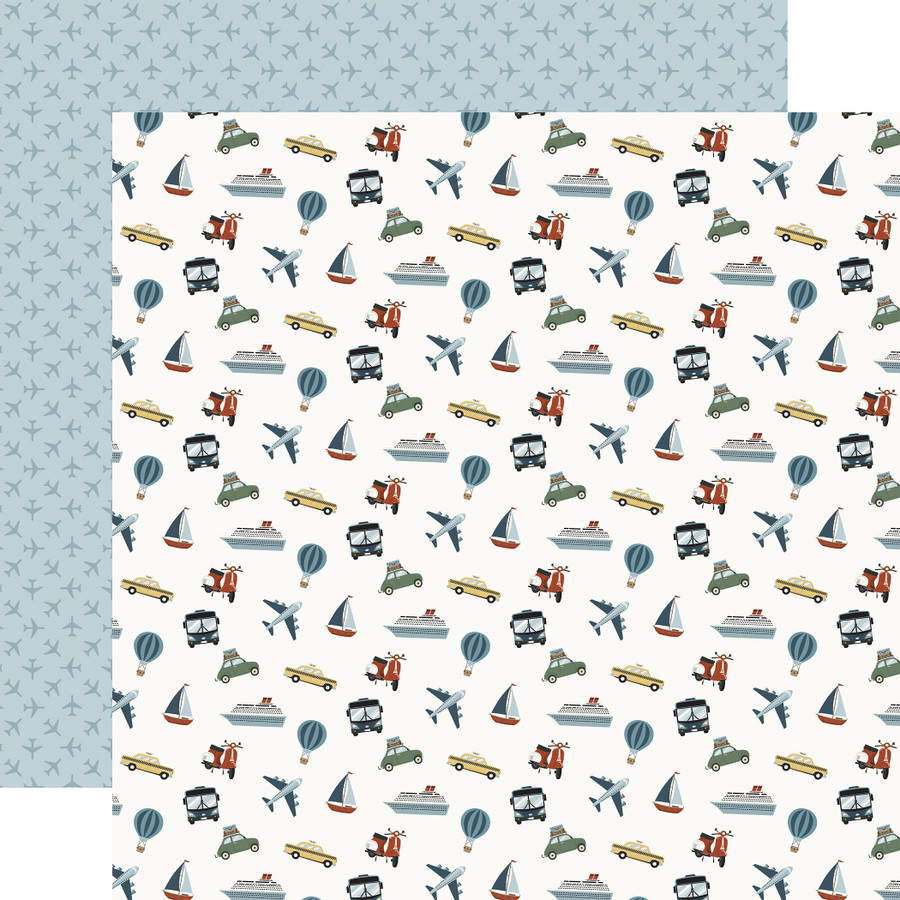It's Time To Travel: Travel Transportation 12x12 Patterned Paper