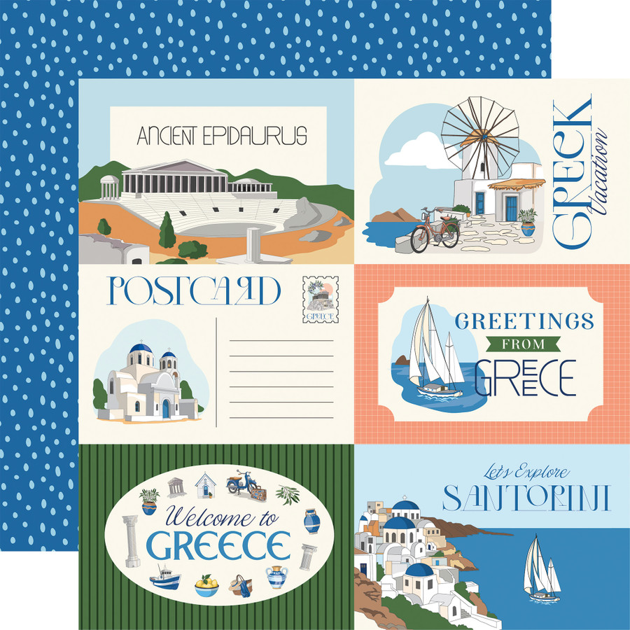 Greece: 6x4 Journaling Cards 12x12 Patterned Paper
