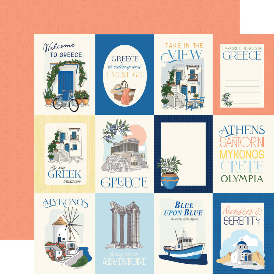 Greece: 3x4 Journaling Cards 12x12 Patterned Paper