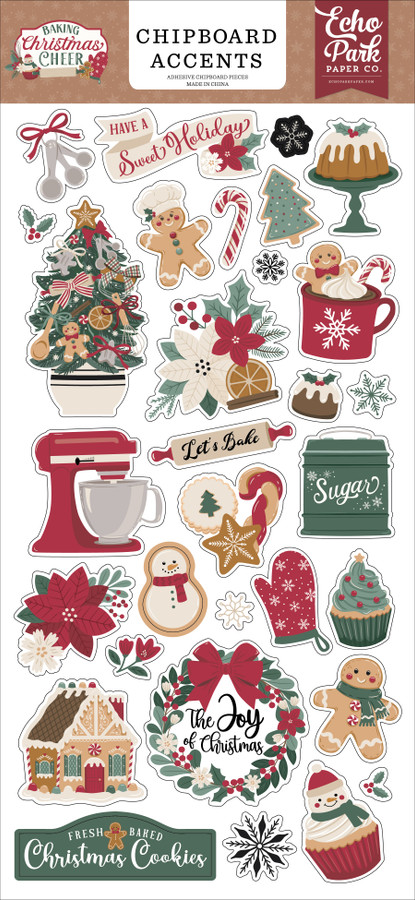 Baking Christmas Cheer 6x13 Chipboard Accents