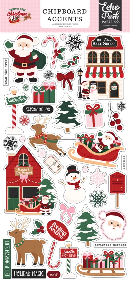 North Pole Christmas 6x13 Chipboard Accents