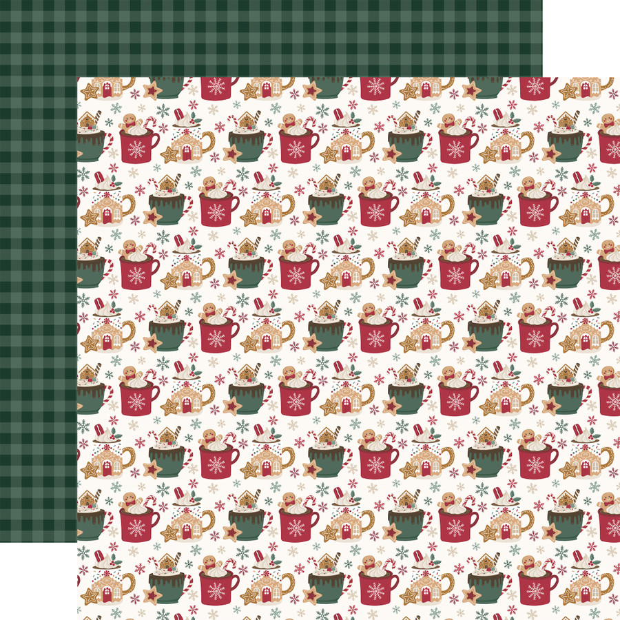 Baking Christmas Cheer: Hot Chocolate Mugs 12x12 Patterned Paper