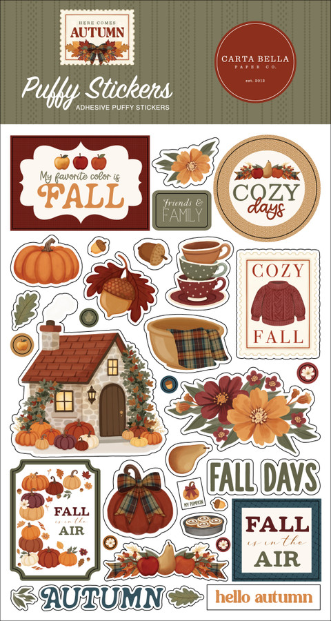 Here Comes Autumn Puffy Stickers