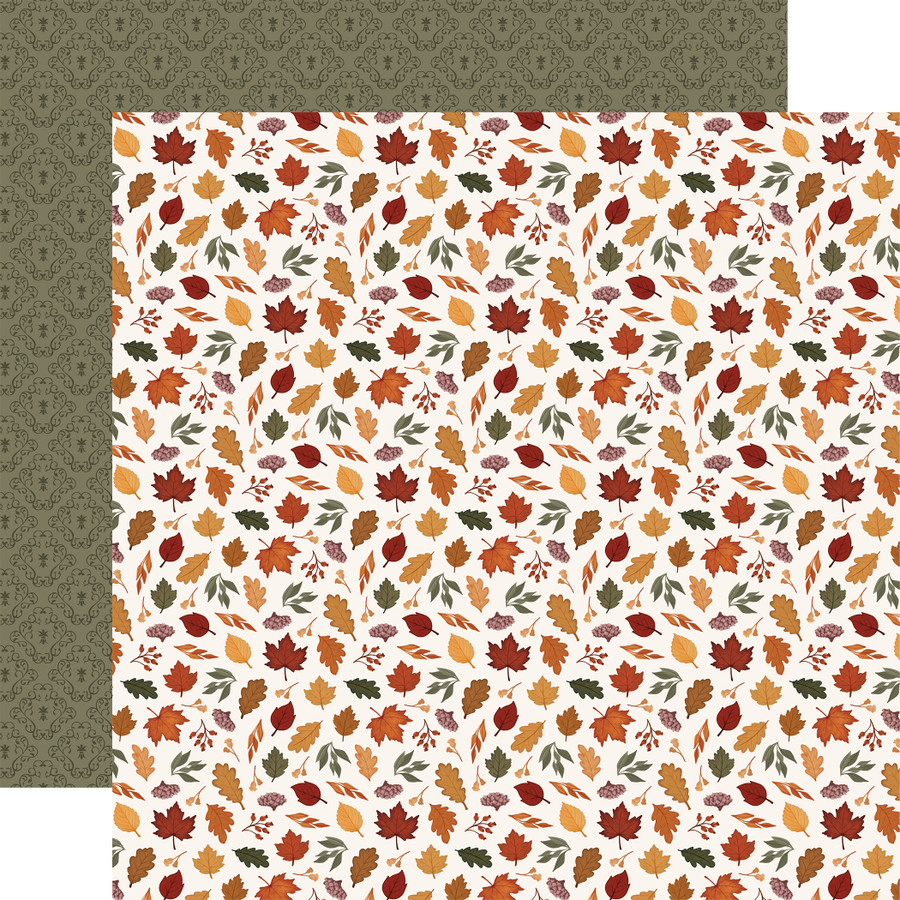 Here Comes Autumn: Scattered Fall Leaves 12x12 Patterned Paper